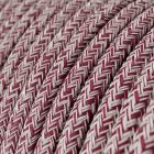 Burgundy tweed shiny zigzag textile cable – The original Creative-Cables – RS83 round 2x0.75 mm / 3x0.75 mm