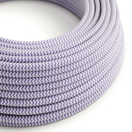 Glossy lavender and optical white textile cable ZigZag - The original Creative-Cables - RZ07 round 2x0.75 mm / 3x0.75 mm