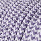 Glossy lavender and optical white textile cable ZigZag - The original Creative-Cables - RZ07 round 2x0.75 mm / 3x0.75 mm
