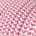 Shiny pink fuchsia and optical white zigzag textile cable – The original Creative-Cables – RZ08 round 2x0.75 mm / 3x0.75 mm