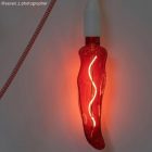 Glossy fire-red and optical white zigzag textile cable – The original Creative-Cables – RZ09 round 2x0.75 mm / 3x0.75 mm