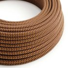 Shiny gold and burgundy zigzag textile cable – The original Creative-Cables – RZ23 round 2x0.75 mm / 3x0.75 mm
