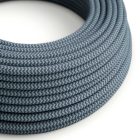 Cotton stone gray and ocean blue textile cable – The original Creative-Cables – RZ25 round 2x0.75 mm / 3x0.75 mm