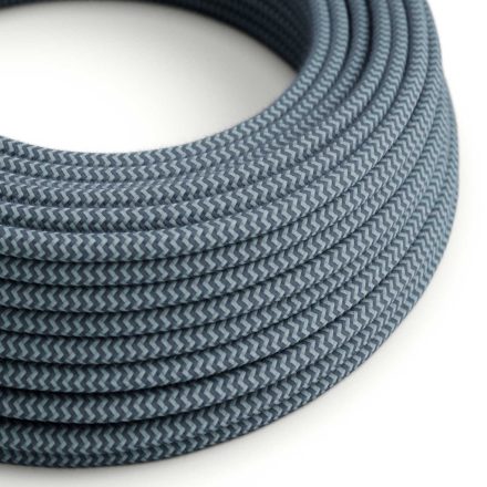 Cotton stone gray and ocean blue textile cable – The original Creative-Cables – RZ25 round 2x0.75 mm / 3x0.75 mm