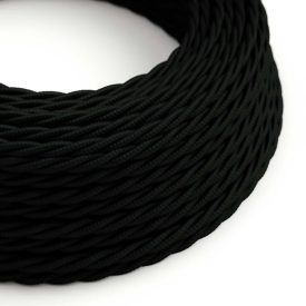   Glossy carbon black textile cable – The original Creative-Cables – TM04 braided 2x0.75 mm / 3x0.75 mm