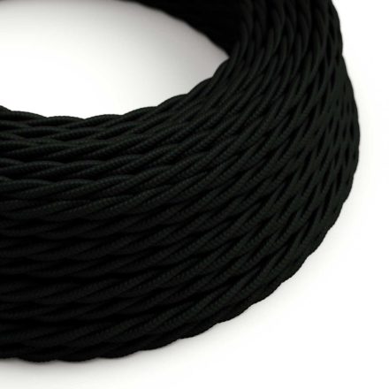 Glossy carbon black textile cable – The original Creative-Cables – TM04 braided 2x0.75 mm / 3x0.75 mm