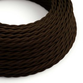   Glossy espresso brown textile cable – The original Creative-Cables – TM13 braided 2x0.75 mm / 3x0.75 mm