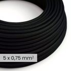 DALI textile electrical cable 5x0.75 mm² in charcoal black - Flexible round lighting cable RM04
