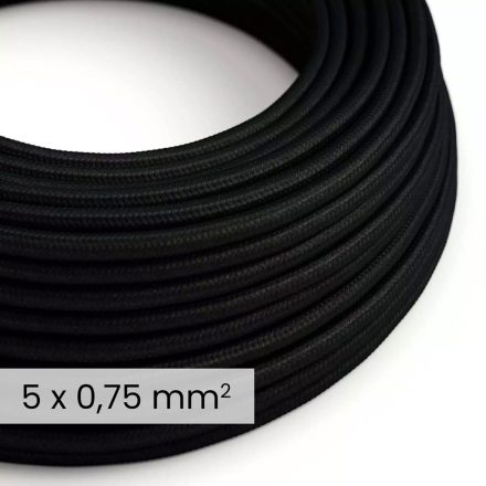 DALI textile electrical cable 5x0.75 mm² in charcoal black - Flexible round lighting cable RM04