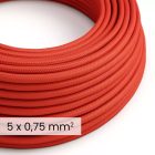 DALI textile electrical cable 5x0.75 mm² in fire red – Flexible cable for lighting and home automation RM09