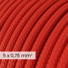 DALI textile electrical cable 5x0.75 mm² in fire red – Flexible cable for lighting and home automation RM09