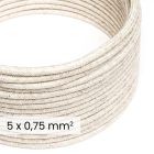 DALI textile electrical cable 5x0.75 mm² in natural white linen – Cable for designer lighting RN01