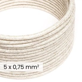   DALI textile electrical cable 5x0.75 mm² in natural white linen – Cable for designer lighting RN01