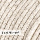 DALI textile electrical cable 5x0.75 mm² in natural white linen – Cable for designer lighting RN01