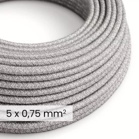   DALI textile electrical cable 5x0.75 mm² in gray melange linen color – Decorative cable for lighting equipment RN02