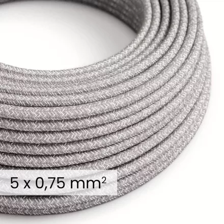 DALI textile electrical cable 5x0.75 mm² in gray melange linen color – Decorative cable for lighting equipment RN02
