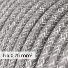 DALI textile electrical cable 5x0.75 mm² in gray melange linen color – Decorative cable for lighting equipment RN02