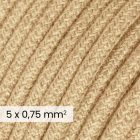 DALI textile electrical cable 5x0.75 mm² in natural jute color – Natural fabric cable for designer lighting RN06