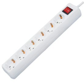    Desktop distributor with switch 6, 5m, 3x1.5, white 0012365100