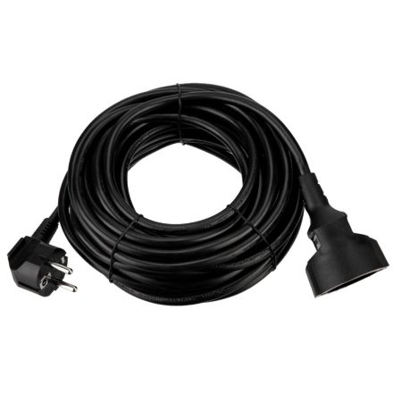 Earthed flexible extension cord 10 m, 3x1.5 mm², black  