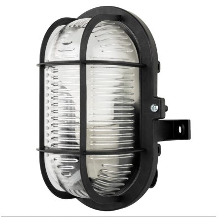 Bulkhead light, oval, with plastic grid 60W black + 4.8W LED light source 470lm 0090060510