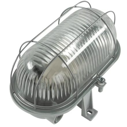 Bulkhead light, oval, with metal grid 60W grey + 7W LED light source IP44 0090160410