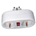 Earthed 2-way power strip with switch, 250V 16A, IP20, white