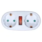 Earthed 2-way power strip with switch, 250V 16A, IP20, white