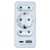 Unearthed power strip with 2x euro and 1x earthed socket, with USB A+C, white  