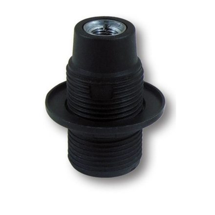  Socket E14, chandelier socket with ring, black 0704H