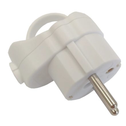 Earthed plug (plastic), side cable outlet, with pull tab, white  