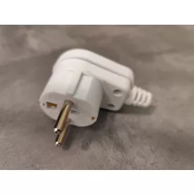 Earthed plug (plastic), side outlet, white 24030