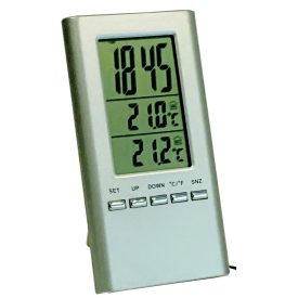    Thermometer digital outdoor and indoor min/max value, clock, alarm silver 3001508