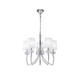    Mantra Loewe Cromo 4631 Chandeliers for Living Room Chrome White Metal Textile