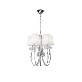    Mantra Loewe Cromo 4632 Chandeliers for Living Room Chrome White Metal Textile