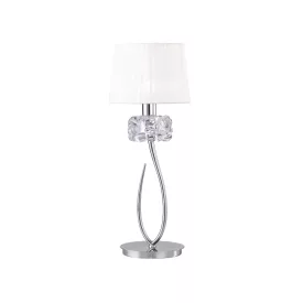    Mantra Loewe Cromo 4636 Table Lamp Chrome White Metal Textile
