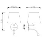 MANTRA CAICOS TEK wall lamp + reading lamp + USB charger