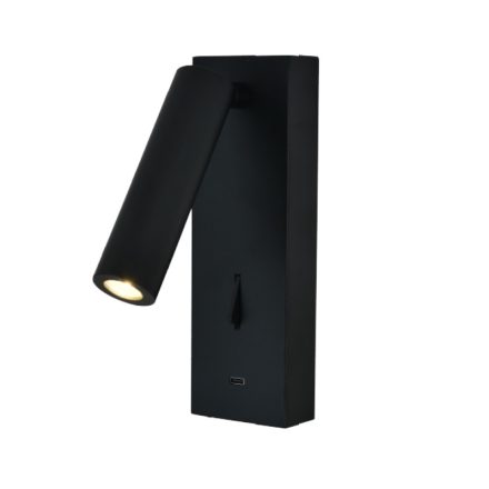 MANTRA TARIFA III TEK Wall Reading Light 3W 3000K Black TYPE-C Charger