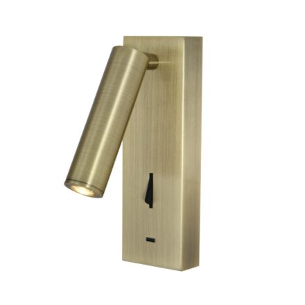 MANTRA TARIFA III TEK Wall Reading Light 3W 3000K Antique Brass TYPE-C Charger