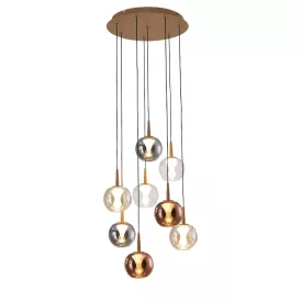   MANTRA ANDROMEDA Decorative indoor pendant lamp 8L - GOLD CIRCLE BASE - 8941+8938+8939+8940