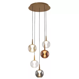   MANTRA ANDROMEDA Decorative indoor pendant lamp 5L - GOLDEN CIRCLE BASE - 8941(X2)+8938+8939+8940