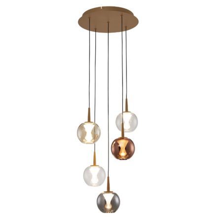 MANTRA ANDROMEDA Decorative Indoor PENDANT 5L- GOLD ROUND BASE - 8941(X2)+8938+8939+8940