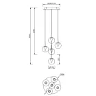 MANTRA ANDROMEDA Decorative indoor pendant lamp 5L - GOLDEN CIRCLE BASE - 8941(X2)+8938+8939+8940