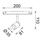 Mantra spotlámpa MAGNETO TEK SPOT 7W ZOOM 3000K