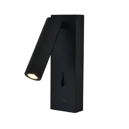 MANTRA TARIFA III TEK wall reading lamp 3W 2700K black TYPE-C charger