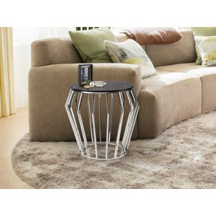 CIROS- PEDESTAL TABLE BRIGHT STEEL