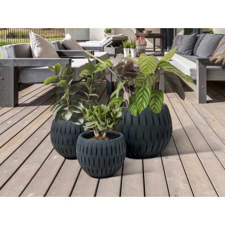 YUCA- SET 3 PLANTERS-BLACK