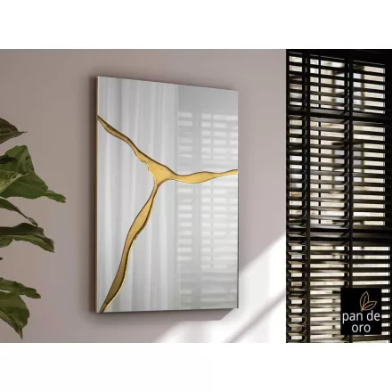 SURCOS II- MIRROR 80X120, GOLD LEAVES