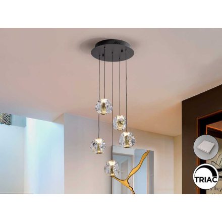 ZARIA- LAMP 5L- BLACK/GOLD/CLEAR D25 DIM