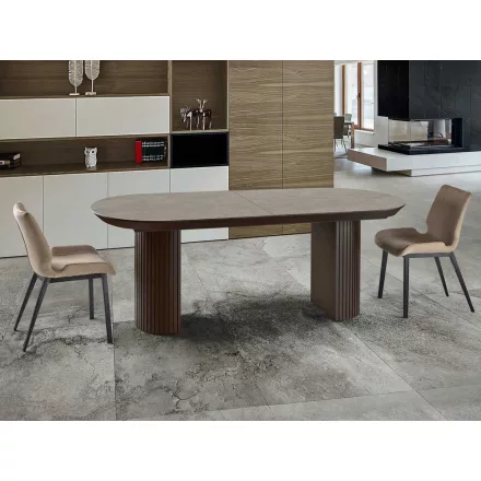 IRATI - DINING TABLE - STONE/BROWN
